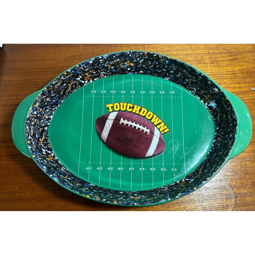Encore Stoneware Football Shaped Baking Dish Oval Casserole Touchdown Tailgate